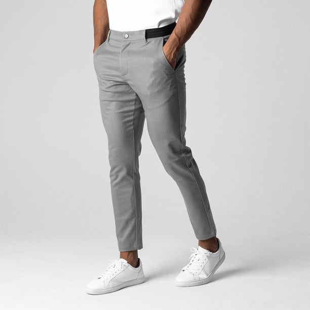 Pantalones largos para hombre, de color liso, elásticos, ajustados, de corte bajo, informales, transpirables, para hombre