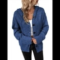 thumbnail image 2 of Cárdigan Informal con Cuello en V y Botones para Mujer, Sudadera con Capucha y Larga Azul Real L, 2 of 10