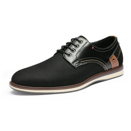 Bruno Marc Mens Leather Lined Casual Shoes Lace Up Formal Dress Oxford Shoes LG19012M BLACK Size 11