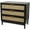 Black 3 Drawer Geometric Rectangle 36" x 19" x 32", variant on DecMode 36" x 32" Black Wood 3 Drawer Chest with Beige Rattan Drawers and Gold Handles, 1-Piece
