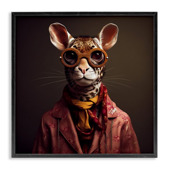 Stupell Industries Traditional Snazzy Wildlife Animal Fashion Black Framed Giclee Art, 24 x 24, by Lazar Studio