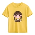 thumbnail image 6 of HOMADLES Girls Short Sleeve T Shirts, Lightweight Shirt Crewneck Lightweight Loose Fit Short Sleeve Shirt Summer Stretch Tops Yellow 3-4 T, 6 of 6