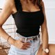 thumbnail image 2 of Camiseta sin mangas de punto para mujer, Top sin mangas de Color puro con volantes y tirantes ajustados, camiseta sin mangas de verano para uso diario, 2 of 7