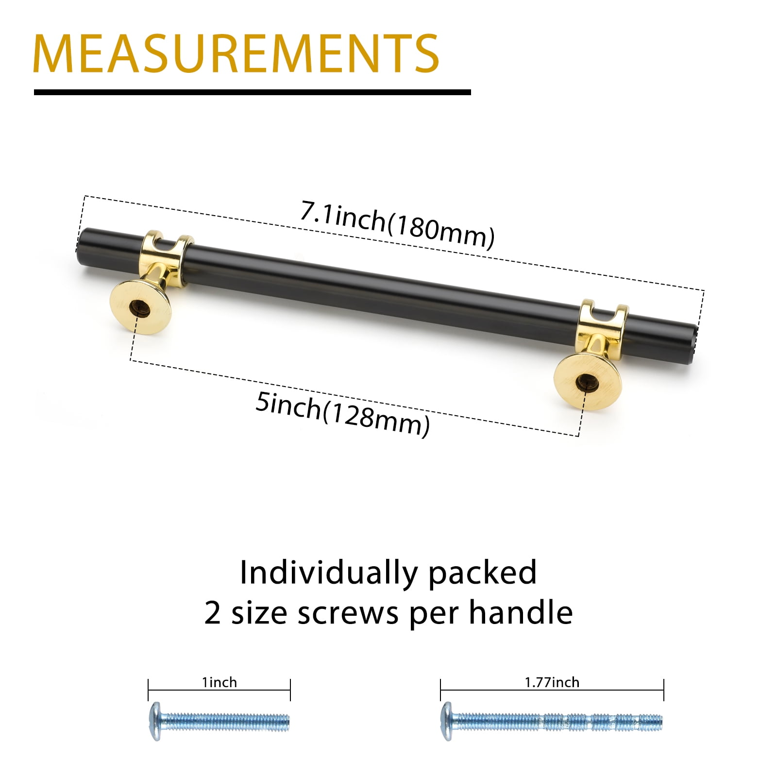 Goldenwarm 10Pack Black&Brushed Brass Cabinet Pulls Black Drawer Pulls Kitchen Cabinet Hardware 5inch Hole Center
