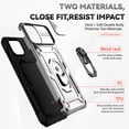 thumbnail image 2 of Nalacover Heavy Duty Armor Case for iPhone 14 Plus, Rugged PC Soft TPU Military Grade Shockproof Metal Magnetic Plate Shockproof Cover with Camera Lens Sliding Ring Holder Kickstand Case,Silver, 2 of 8