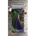 thumbnail image 2 of Ambesonne Digital Quilted Coverlet 2 Pcs, Spiral Motion, Twin Size, Green Purple, 2 of 2