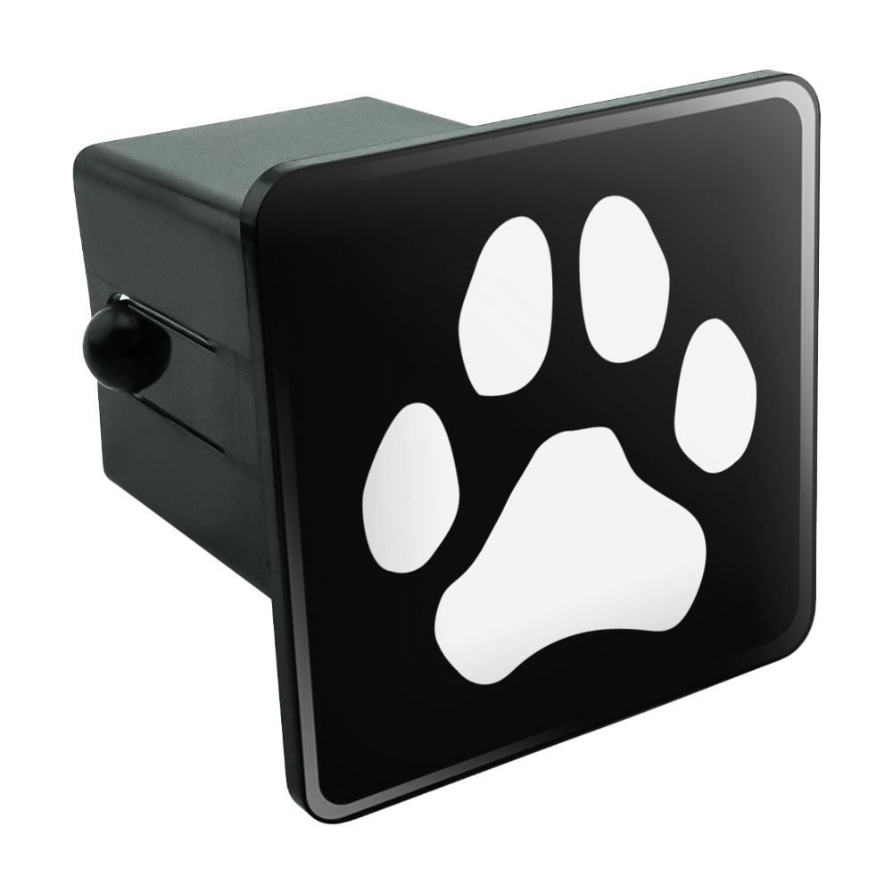 Paw Print Dog Cat White on Black Tow Trailer Hitch Cover Plug Insert 2