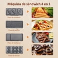 thumbnail image 2 of Sandwichera Eléctrica 4 En 1 Waflera Y Parrilla Antiadherente Led Doble Indicador Fácil De Usar Y Limpiar Diseño Compacto Y Portátil Negro Aigostar, 2 of 7