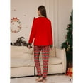 thumbnail image 3 of Matching Family Pajamas Sets Christmas PJ's Letter Plaid Printed Long Sleeve Tee and Bottom Loungewear or One-Piece Jumpsuit, 3 of 9