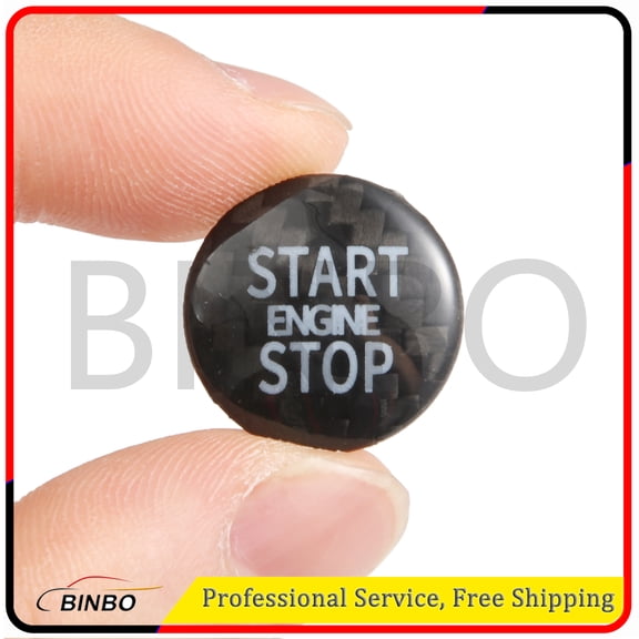 Engine Start Stop Push Button Cover Trim Carbon Fiber Black