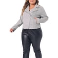 thumbnail image 4 of Agnes Orinda Women's Plus Size Zip Up Faux Suede Cropped Motorcycle Jacket 4X Grey, 4 of 6