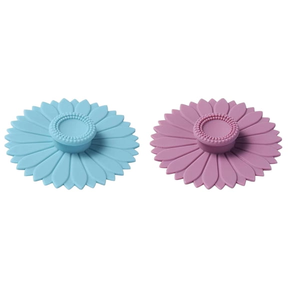 RUIKI 2Pcs Silicone Cup Covers, Sunflower Silicone Lids, Keep Drink Warm or Cold, for Mugs Tea Cups, Hot Cup Lids, Coffee Cup(C)