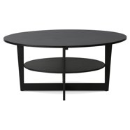 Tempered Glass Oval Side Coffee Table Shelf Chrome Base Living Room Clear Black Modern Coffee Table (FW1)(1U67)(F67) main image 1