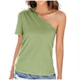 thumbnail image 2 of SMihono Womens Tops Womens Tank Top Women Solid Color Spring/Summer Slanted Shoulder Irregular T-shirt Top Women Tank Tops for Women Womens Summer Tops, 2 of 9
