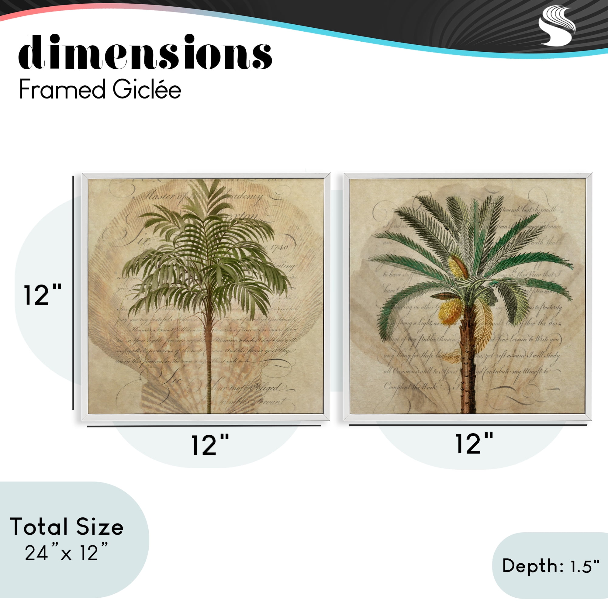 Stupell Industries Subdued Tropical Palms 2 Piece White Framed Giclee Art Set, design by Steve Hunziker
