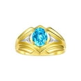 thumbnail image 1 of RYLOS Men's Rings 14K Yellow Gold Rings Classic Designer Style 9X7MM Oval Gemstone &  Diamond Ring Blue Topaz December Birthstone Rings For Men Size 8, 1 of 7
