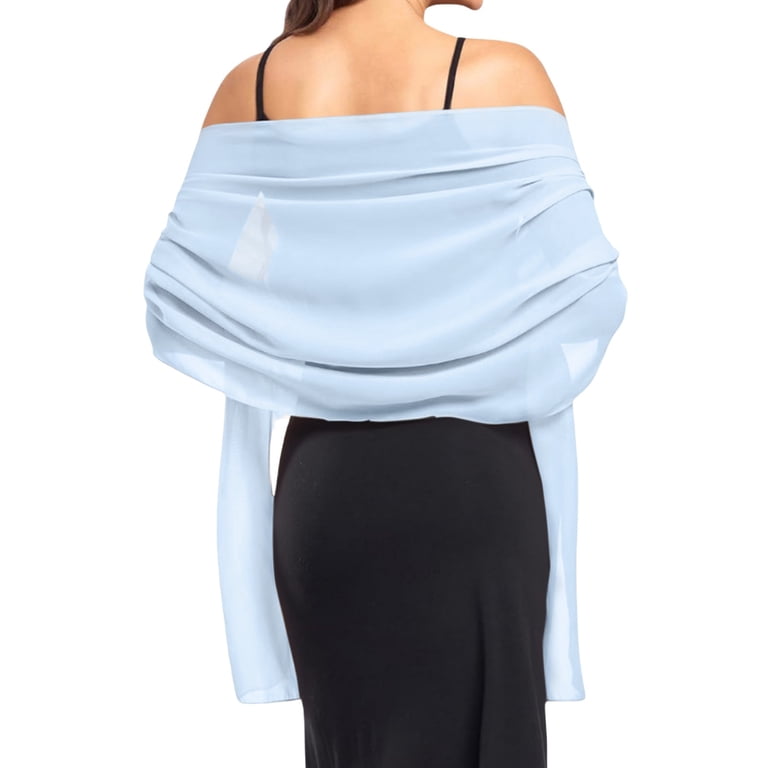 light blue shawl for dress acuever Light Blue Wraps for Women Evening Gown Shawl Women's Chiffon Shawl Wedding Shawl Formal Gown Shawl Bride Bridesmaid Shawl Soft Scarf