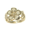 thumbnail image 3 of Solid 14k yellow gold 8.5mm-13mm-8.5mm Hawaiian plumeria flower ring size 6, 3 of 6