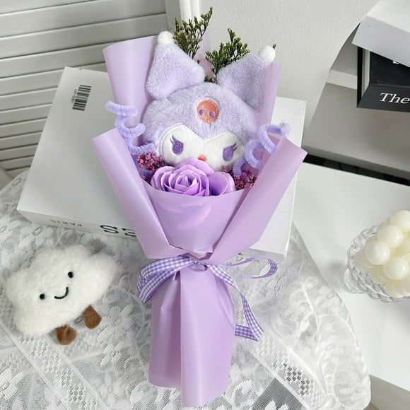 Cute Kuromi My Melody Plush Doll Bouquet Pompompurin Stuffed Plush Toys Handheld Flower Friends Anniversary Gifts