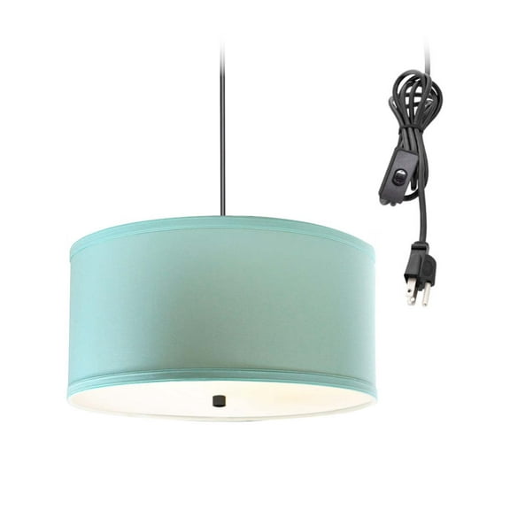 2 Light Swag Plug-In Pendant 14"w Island Paradise Blue with Diffuser, Black Cord