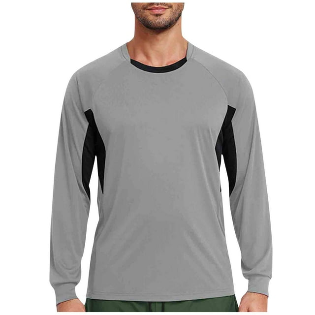 Besolor Chemises à Manches Longues pour Hommes Col Rond Séchage Rapide Vêtements de Sport Gym