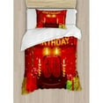 thumbnail image 3 of 30th Birthday Duvet Cover Set Queen Size, Celebration with Chocolate Tasty Cream Cake with Colorful Flags and Boxes, Decorative 3 Piece Bedding Set with 2 Pillow Shams, Multicolor, by Ambesonne, 3 of 3
