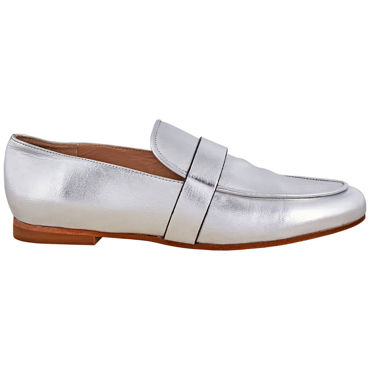 stuart weitzman silver loafers