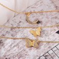 thumbnail image 4 of Collar con colgante de mariposa y luna en capas, con diamantes de imitación, de oro, joyería para mujeres y adolescentes., 4 of 5