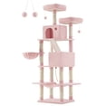 thumbnail image 1 of Feandrea Árbol para Gatos de 206 cm de Altura, Torre de Gatos con 13 Poste, 2 Cuevas, 2 Plataformas, Cesta, Pompón, Hamaca, Rosa Jalea, 1 of 5