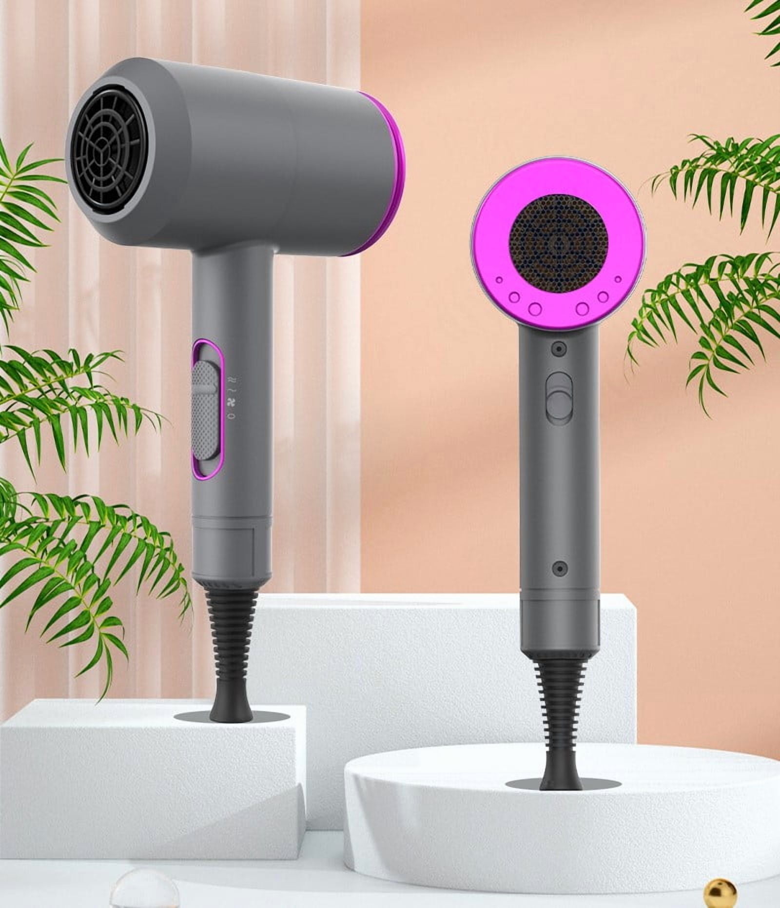 Hair Dryer Portable Electric Blow Dryer Professional Ionic HairDryer Low Noise with 2 Concentrator Nozzle 1 Diffuser Attachments,Travel Hair Dryer, Lightweight Travel (Gray/Rose Red)