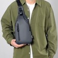 thumbnail image 4 of Men's Large Crossbody Chest Bag, Water-Resistant Sling Pack with USB Port, Anti-Theft Travel Shoulder Bag for Outdoors, Holds 7.9-Inch Tablet, 4 of 9