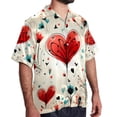 thumbnail image 2 of Valentine's Day Love Men's Hawaiian Button Down Short Sleeve Casual Printed Summer Beach Unisex Shirt, 2 of 6