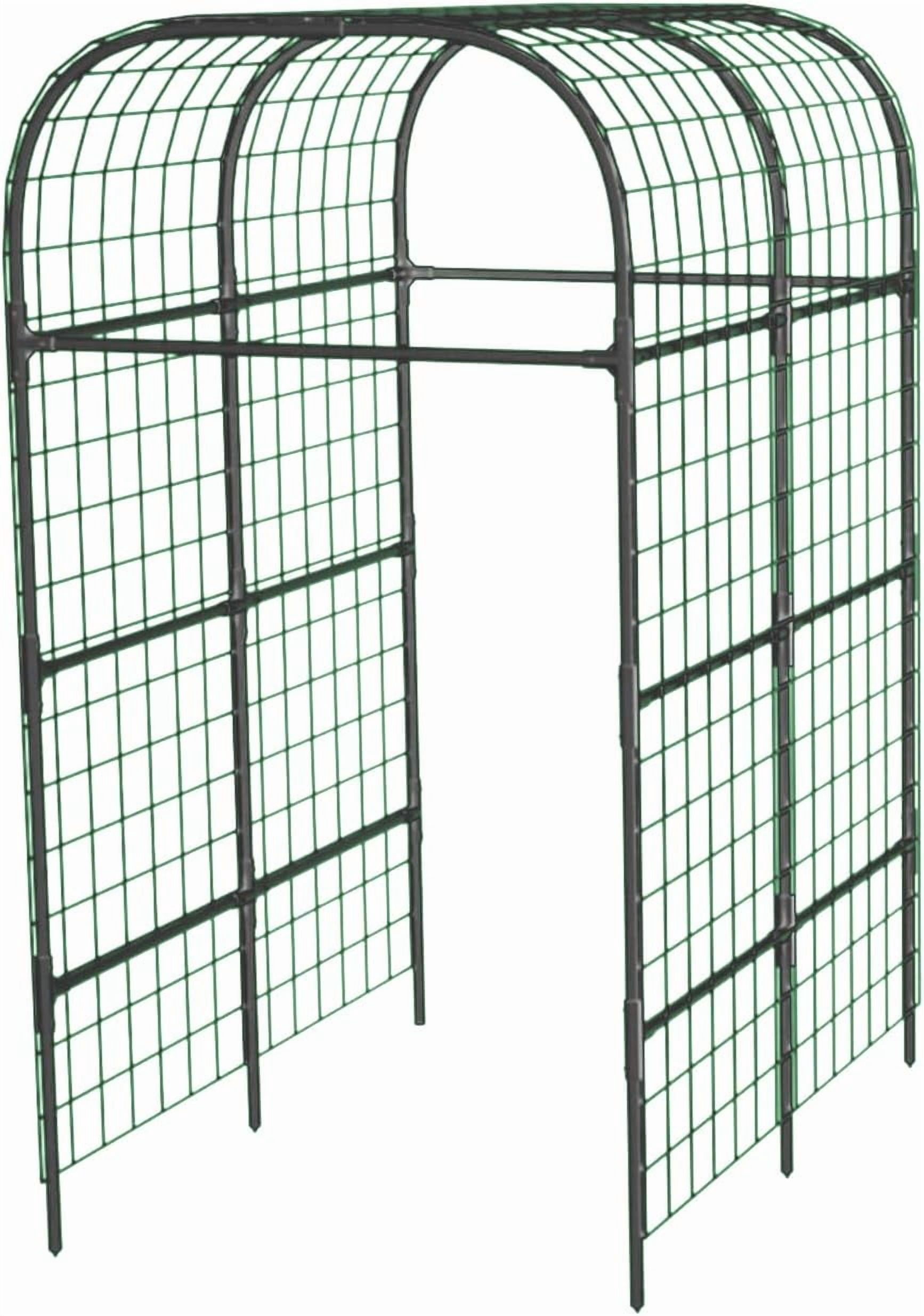 Sturdy 7.3ft Metal Garden Arch Trellis for Raised Beds – Black Plant Support Frame – Supports Climbing Vegetables, Cucumbers, and Vines – Plastic Connectors – Color: None