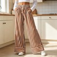 thumbnail image 4 of Sunnin Striped Drawstring Waist Pants with Pockets Straight Leg Relaxed Fit Casual Wear, 4 of 7