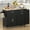 Black, variant on Meteorleg Rolling Kitchen Island with Drop Leaf, Tilt Out Kitchen Trash Cabinet 10 Gallon Storage, Kitchen Cart Island with Rubber wood Top, Spice Rack and Drawers,Black
