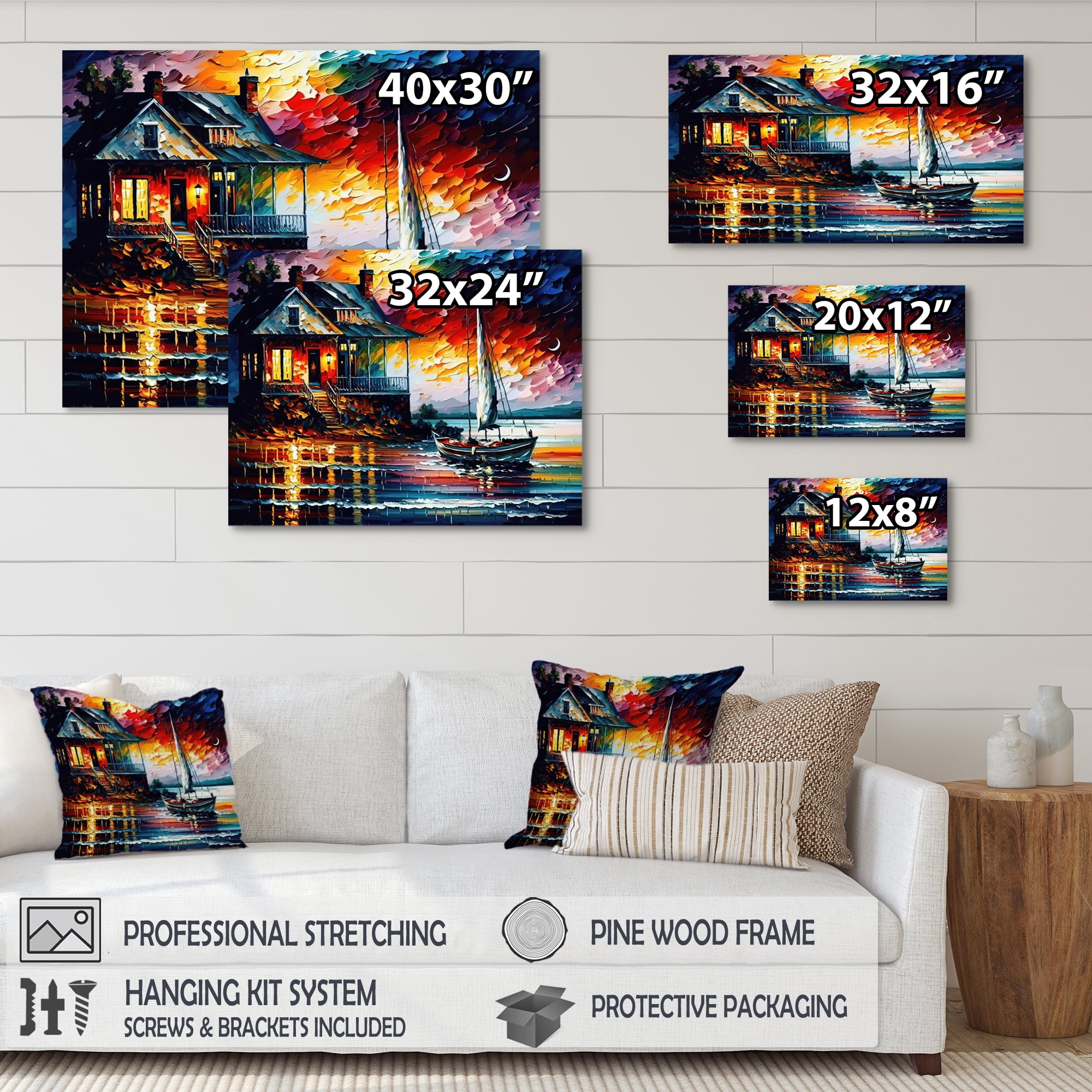 Designart Colorful Beach House IV Canvas Wall Art