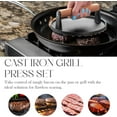 thumbnail image 3 of Bellemain Cast Iron Grill Press Set, Heavy Duty Smash Burger Press with Ergonomic Wood Handle, 3 of 7