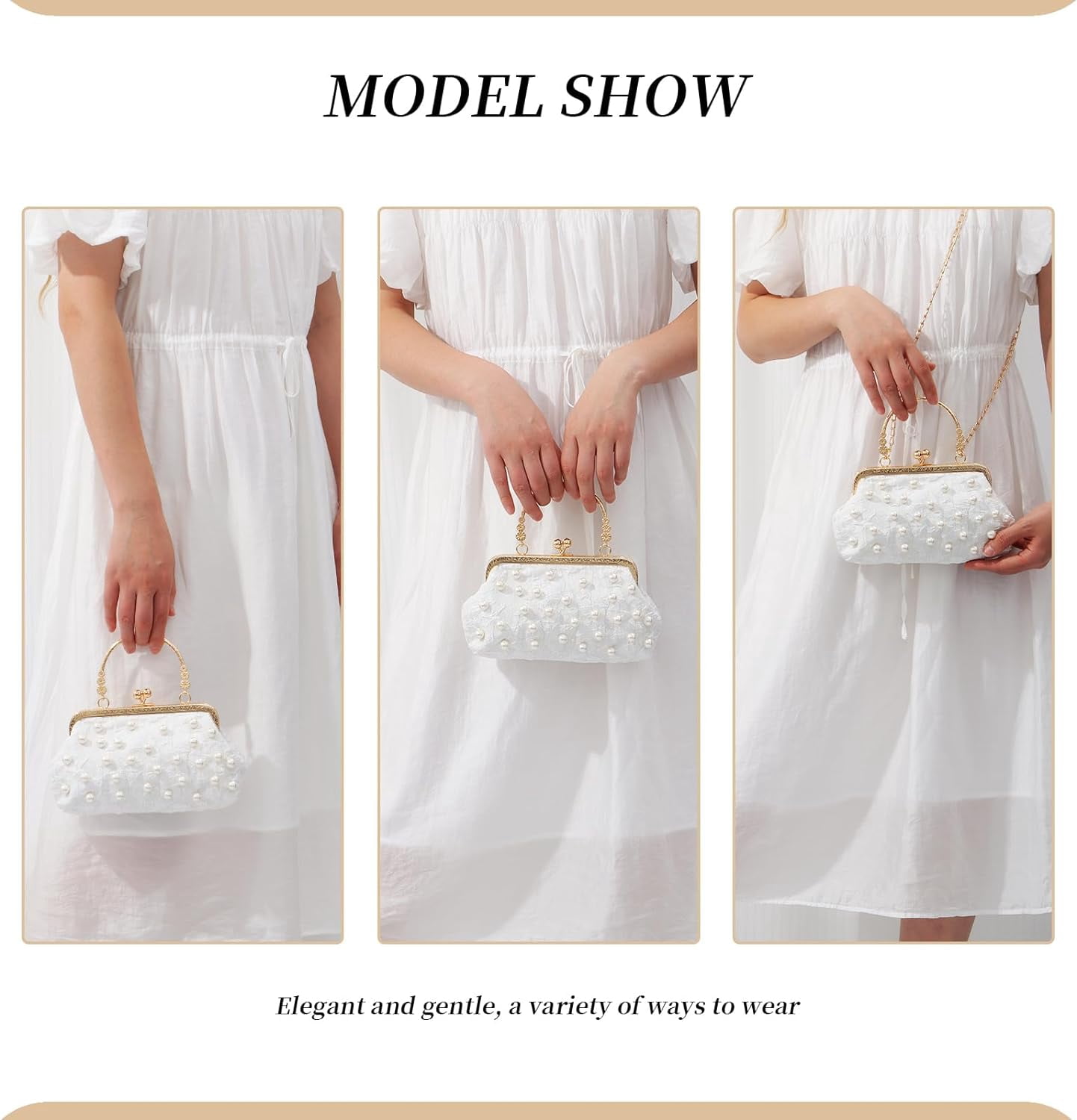 Ladies Beaded Evening Handbags Pearls Decoration Cute Clutch Small Bridal Wedding Handbags