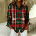 thumbnail image 2 of Women's Plaid Blouses Classic Long Sleeve Button Down Collared Shirts Casual Business Boho Tops Trendy Fall Outfits (L, Red), 2 of 6