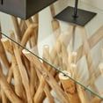 thumbnail image 4 of DecMode 51" x 30" Brown Teak Wood Handmade Tree Branch Console Table with Clear Glass Top, 1-Piece, 4 of 9