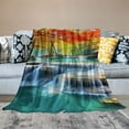 thumbnail image 2 of Fenyluxe Waterfall Trees Blue Water Soft Cozy Printed Blanket & Throw for All Seasons - Exquisite Gifts for Bed, Travel, and More 50x60in, 2 of 6