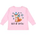 thumbnail image 3 of Inktastic Let It Snow Cute Orange Fox in Hat and Scarf Boys or Girls Long Sleeve Toddler T-Shirt, 3 of 5