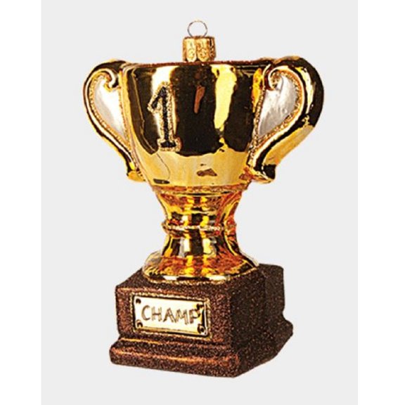 Number 1 Champion Winner Cup Trophy Polish Glass Christmas Ornament Decoration
