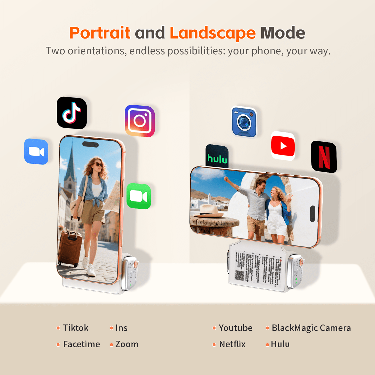 COMITOK MOCA Magnetic iPhone Grip–Wireless Rechargeable Remote Anti-Shake Ergonomic Camera Grip Compatible iPhone 17 iOS17/18 Vlogging TikTok YouTube