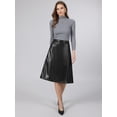 thumbnail image 2 of INSPIRE CHIC Women's Faux Leather Skirt High Waist Faux Wrap Business Casual PU A-Line Skirts S Black, 2 of 5