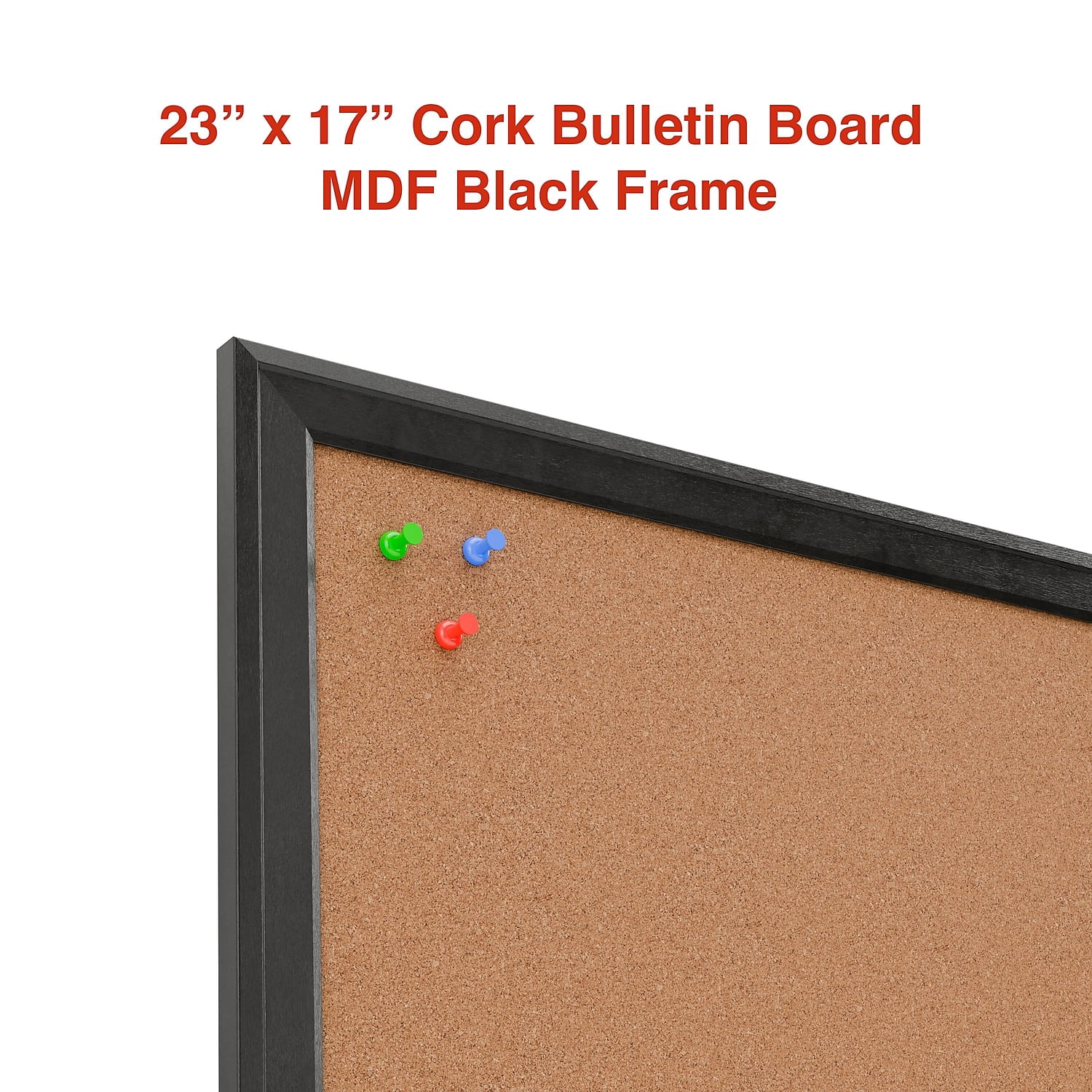 Staples Cork Bulletin Board Black Frame 23" x 17" (ST62835)
