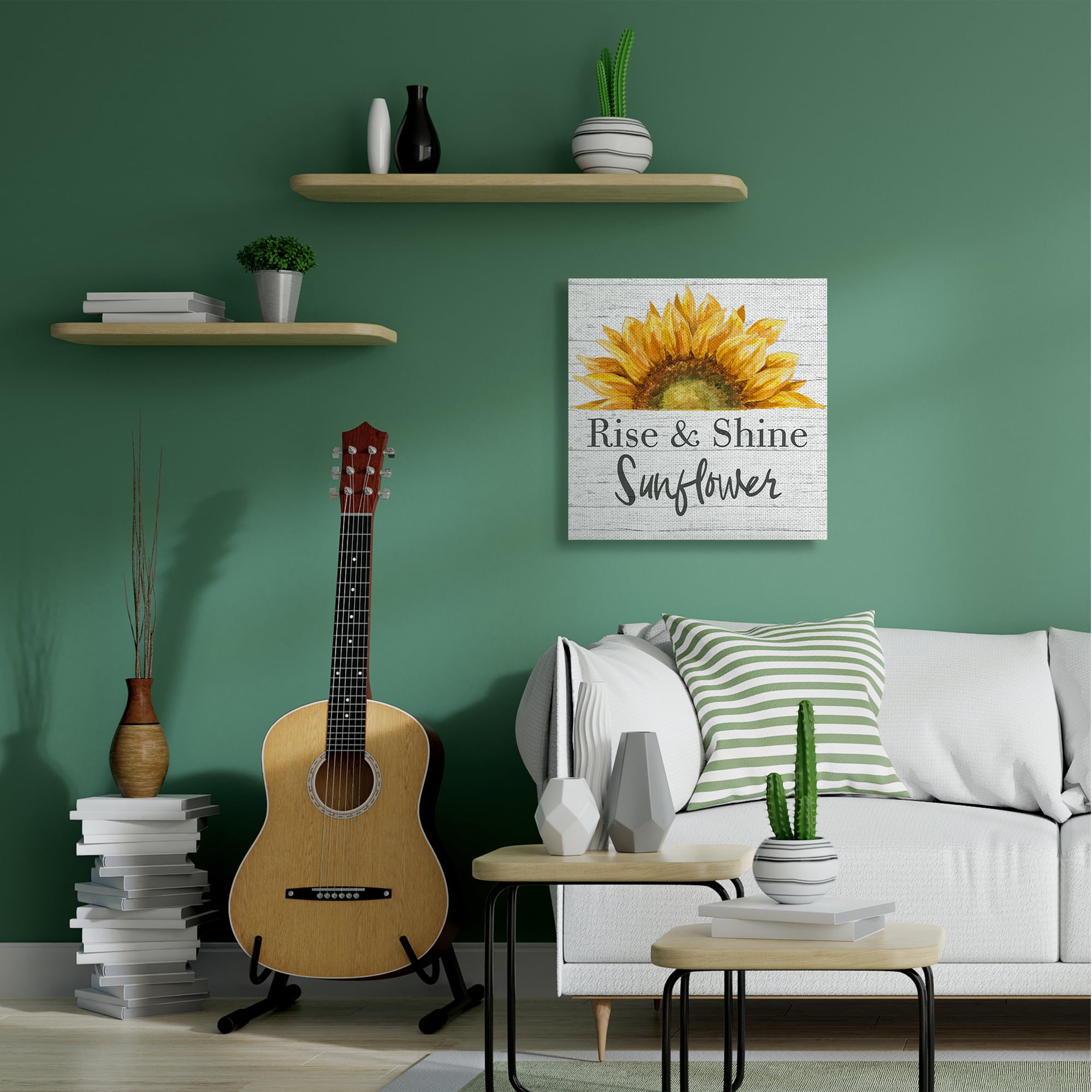 Stupell Industries Rise and Shine Sunflower Yellow Farm Floral Canvas Wall Art by Patricia Pinto