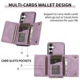 thumbnail image 3 of Wallet Phone Case for Samsung Galaxy S21, Retro PU Leather Multiple Cards Slots Cash Holder Drop Protection RFID Blocking Bumper Shockproof Case for Women Men, Purple, 3 of 6
