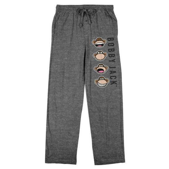 Bobby Jack Monkey Faces Men's Heather Gray Sleep Pajama Pants-Medium