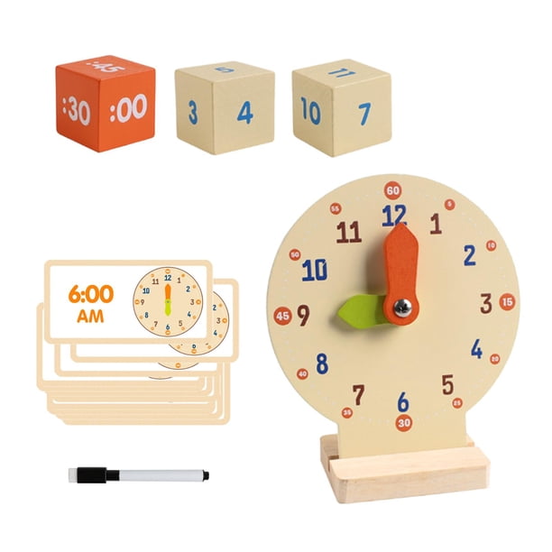 Reloj didáctico, materiales didácticos para matemáticas, materiales para la educación preescolar en casa, juguetes, juegos de matemáticas para niños d